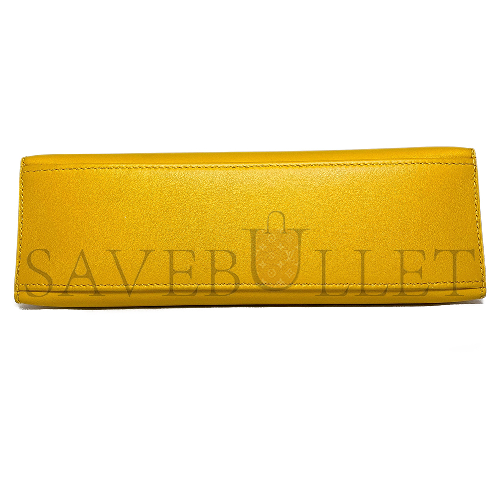 HERMÈS MASTER KELLY POCHETTE JAUNE AMBRE SWIFT GOLD HARDWARE (22*14*7cm) 